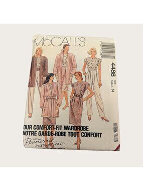 Vintage 1980s McCalls Sewing Pattern 4488 Misses Cardigan Top Skirt Pants Sz 14